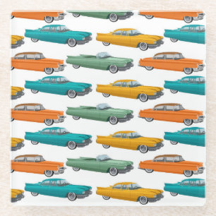 Retro Auto Fifties Stijl Patroon Glazen Onderzetter