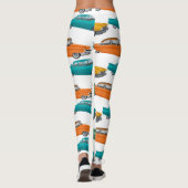 Retro Auto Fifties Stijl Patroon Leggings (Achterkant)