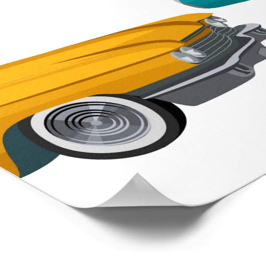 Retro Auto Fifties Stijl Patroon Poster (Hoek)