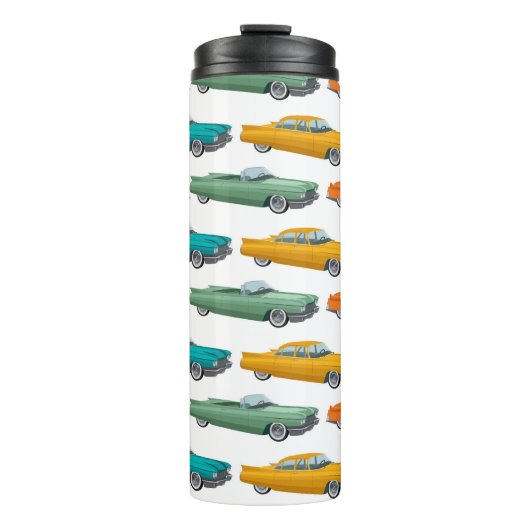 Retro Auto Fifties Stijl Patroon Thermosbeker (Voorkant)