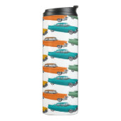 Retro Auto Fifties Stijl Patroon Thermosbeker (Gedraaid links)