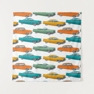 Retro Auto Fifties Stijl Patroon Wandkleed