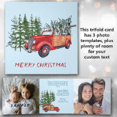 Retro Auto Foto Sjabloon Trifold Christmas Kaart