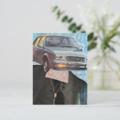 Retro Auto Hoofdige Vrouwencollage Briefkaart (Staand voorkant)