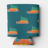 Retro auto kerstboom patroon blikjeskoeler (Achterkant)