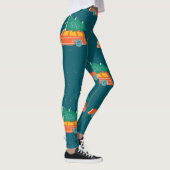 Retro auto kerstboom patroon leggings (Rechts)