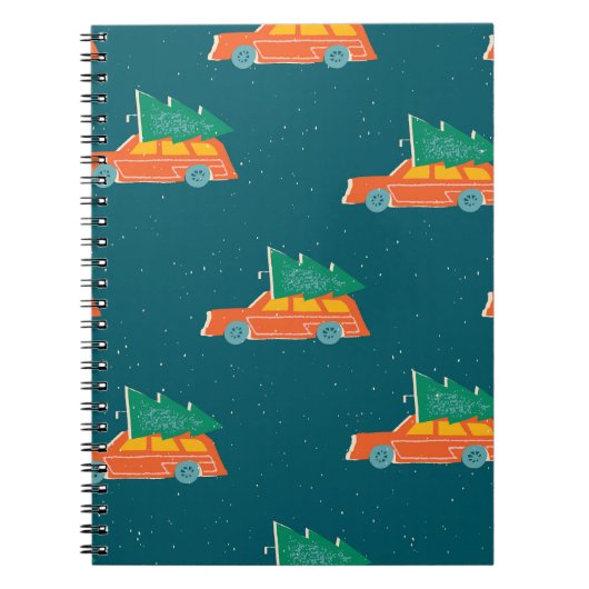 Retro auto kerstboom patroon notitieboek (Voorkant)