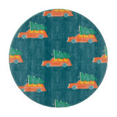 Retro auto kerstboom patroon snijplank (Voorkant)