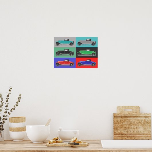 Retro auto kunst poster (Keuken)