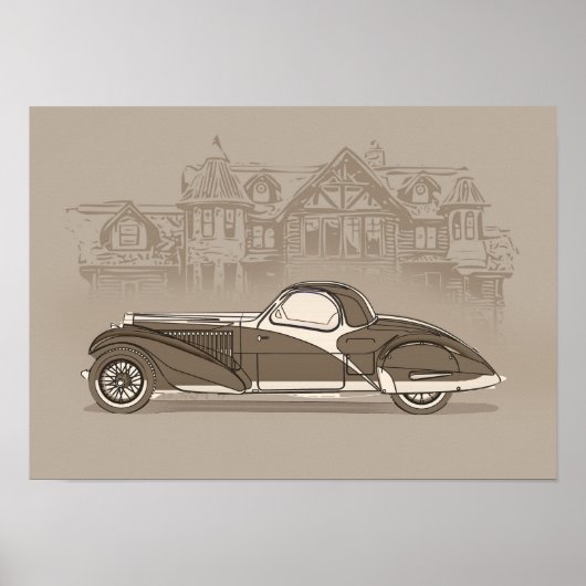 Retro auto kunst poster (Voorkant)