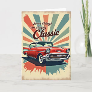 Retro Auto Kunst Verjaardagskaart Kaart