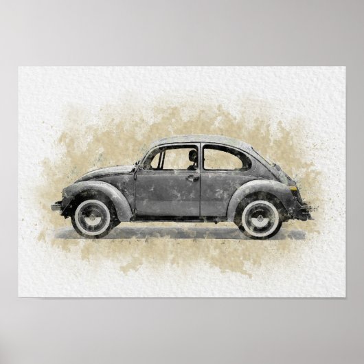 Retro auto kunstwerk - grijze kleur poster (Voorkant)