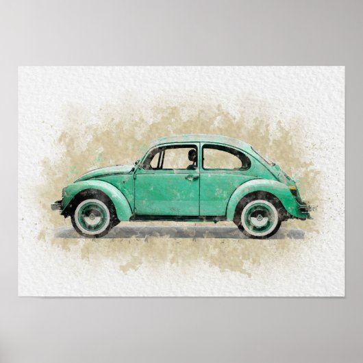 Retro auto kunstwerk - groene kleur poster (Voorkant)