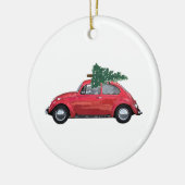 Retro-auto met boomkunst-versiering keramisch ornament (Links)