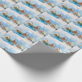 Retro-auto met kerstboom cadeaupapier (Hoek)