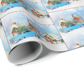 Retro-auto met kerstboom cadeaupapier (Rol Hoek)