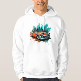 Retro auto met stadsplash graffiti stijl hoodie