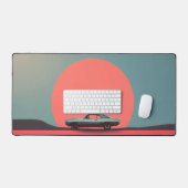 Retro Auto Minimalistische Kunst van de Zonsonderg Bureaumat (Keyboard & Muis)