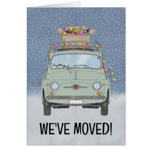 Retro auto Nieuwe Adresaankondiging