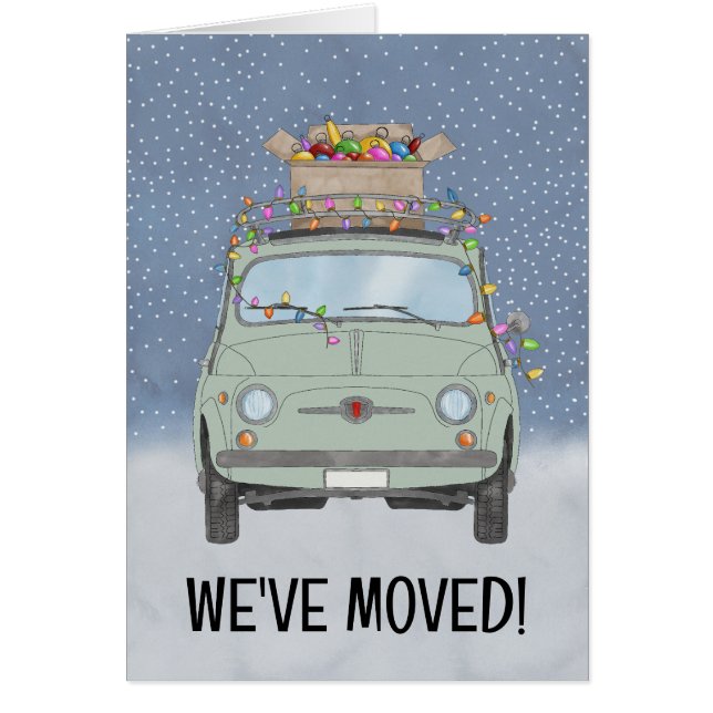 Retro auto Nieuwe Adresaankondiging (Voorkant)