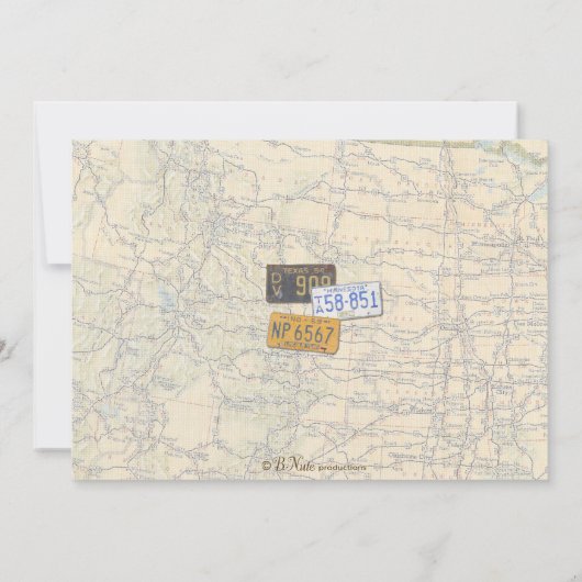 Retro-auto onderweg partijuitnodiging - nieuw star kaart (Achterkant)