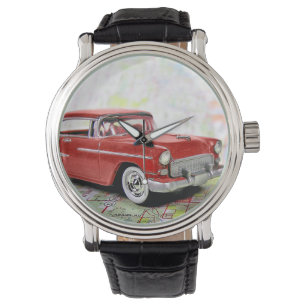 Retro auto op Road Map Horloge