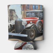 Retro Auto Oude Stad Schilderij Blikjeskoeler (Achterkant)