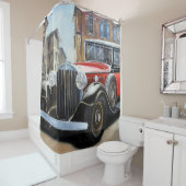 Retro Auto Oude Stad Schilderij Douchegordijn (In situ)