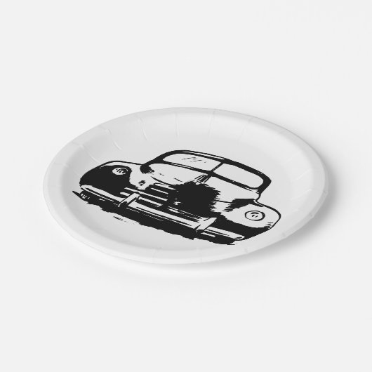 Retro-auto Papieren Bordje (Gekanteld)