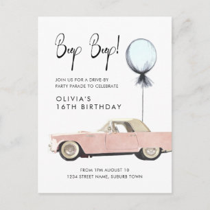 Retro auto Parade Party drive by Rockable any age Briefkaart