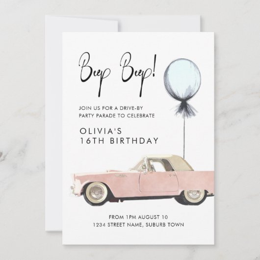 Retro auto Parade Party drive by Rockable any age Kaart (Voorkant)