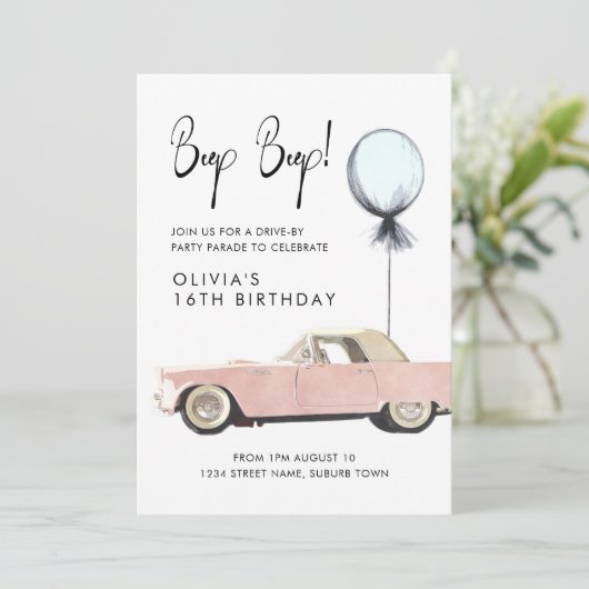 Retro auto Parade Party drive by Rockable any age Kaart (Staand voorkant)