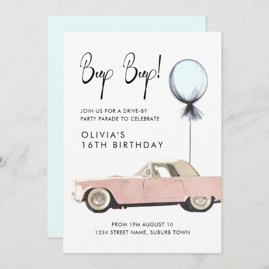 Retro auto Parade Party drive by Rockable any age Kaart (Voorkant / Achterkant)