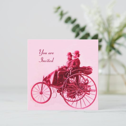 RETRO AUTO RESTORATIE roze fuchsie rood Kaart (Staand voorkant)