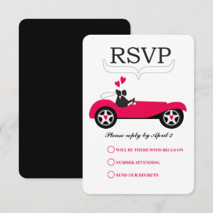 Retro Auto Roze Converteerbare Bruiloft RSVP