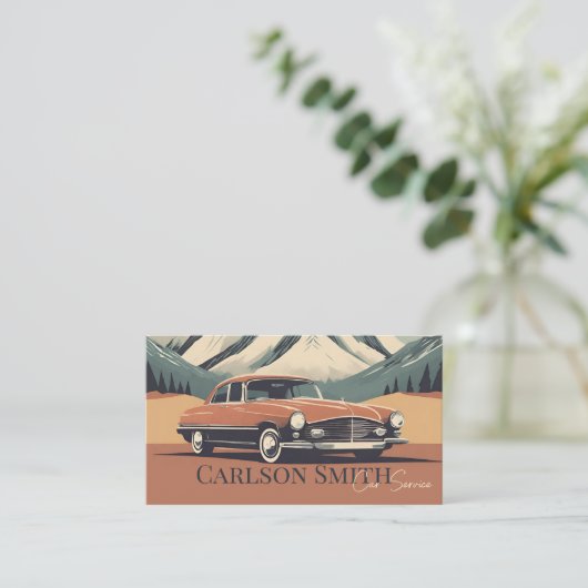 Retro  Auto-service Visitekaartje (Staand voorkant)
