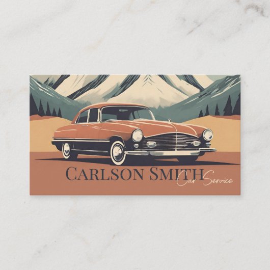 Retro  Auto-service Visitekaartje (Voorkant)