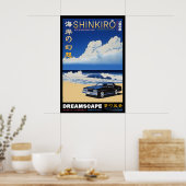 Retro auto strand print Japanse Shinkirō dromenlan (Keuken)