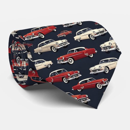 Retro auto uit de jaren 50 stropdas (Opgerold)