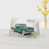 Retro-auto voor vaders dag kaart (Gele Bloem)
