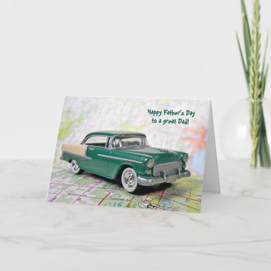 Retro-auto voor vaders dag kaart (Voorkant)