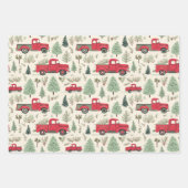  retro auto wintervogel kerstboom cadeau inpakpapier vel (Voorkant 3)