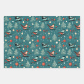  retro auto wintervogel kerstboom cadeau inpakpapier vel (Voorkant 2)