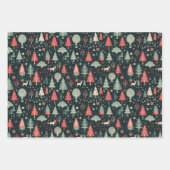  retro auto wintervogel kerstboom cadeau inpakpapier vel (Voorkant)