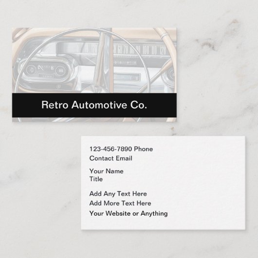 Retro Auto Zakelijke Kaarten Ontwerp Visitekaartje (Voorkant / Achterkant)