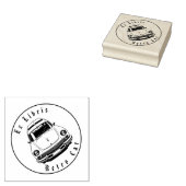 Retro auto zwart-wit tekening gepersonaliseerd rubberstempel (Gestempeld)