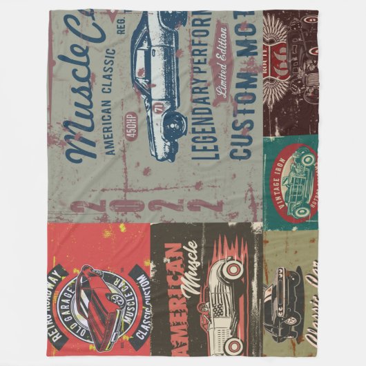 Retro Autodesign Fleece Deken (Voorkant)
