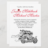 Retro-autohuwelijk uitnodiging 16,5 cm x 22,2 cm (Voorkant / Achterkant)