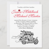 Retro-autohuwelijk uitnodiging 16,5 cm x 22,2 cm (Voorkant)