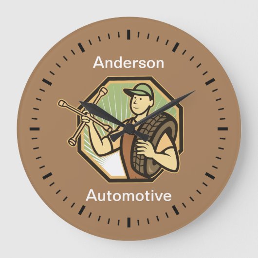 Retro Automotive Business Thema Wall Clocks Grote Klok (Voorkant)